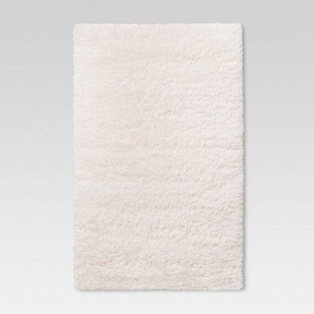 2'6"x3'10" Washable Plush Shag Accent Rug Cream - Room Essentials